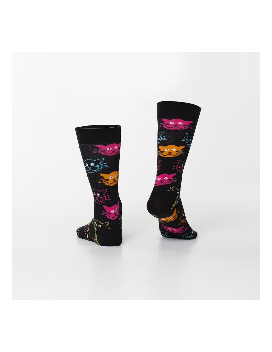 Black men\'s socks with cats SM26 - Online store - Boutique